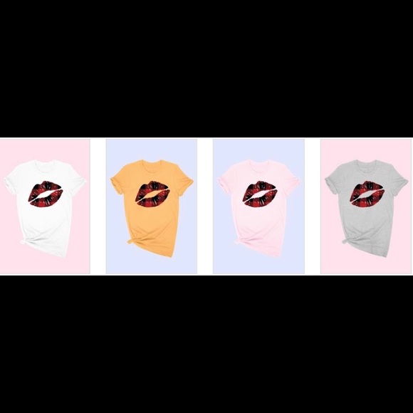 Plaid Lip Graphic T-shirt ~ Grey - Picture 2 of 2